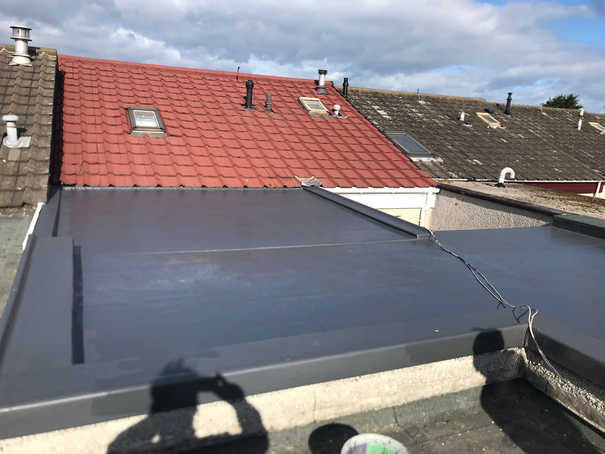 Commercial flat roofing installation in progress